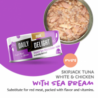 Daily Delight Pure Skipjack Tuna White & Chicken with Sea Bream 低鎂配方白鰹吞拿魚+雞肉+海鯛魚 80gx24罐優惠 DD44