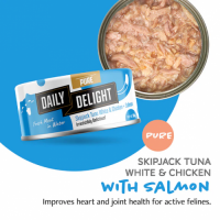 Daily Delight Pure Skipjack Tuna White & Chicken with Salmon 低鎂配方白鰹吞拿魚+雞肉+三文魚 80g x24罐優惠  DD43