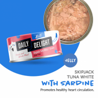 Daily Delight Jelly Skipjack Tuna White with Sardine 無穀物低鎂白鰹吞拿魚+沙丁魚 80g x24罐優惠  DD53