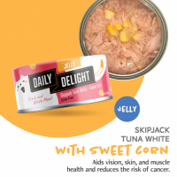 Daily Delight Jelly Skipjack Tuna White with Sweet Corn 無穀物低鎂白鰹吞拿魚+甜玉米(蔬菜) 80g DD56