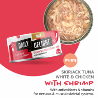 Daily Delight Pure Skipjack Tuna White & Chicken with Shrimp 低鎂配方白鰹吞拿魚+雞肉+鮮蝦 80gx24罐優惠  DD45